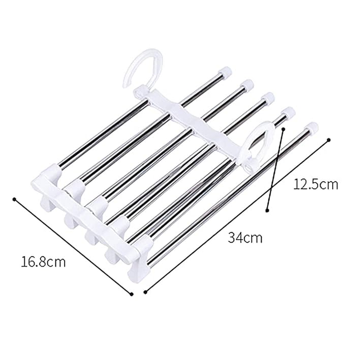 5 in 1 Hanger Multi-Layer Multi Purpose,Stainless Steel Magic Hanger Pack of 2