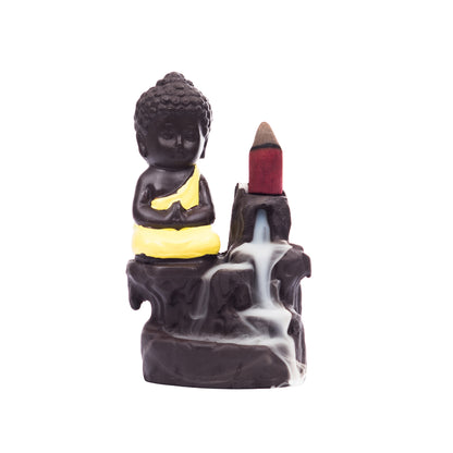 Trendorahub Meditating Monk Buddha Smoke Backflow Cone